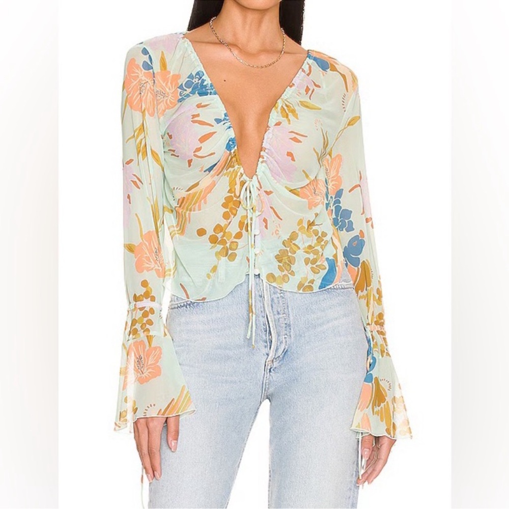 Free People Green Piece of Paradise Blouse Size Medium